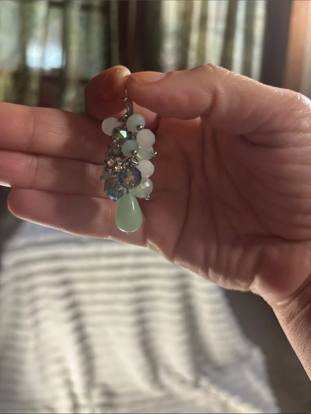 Iridescent Beaded Dangle Earrings